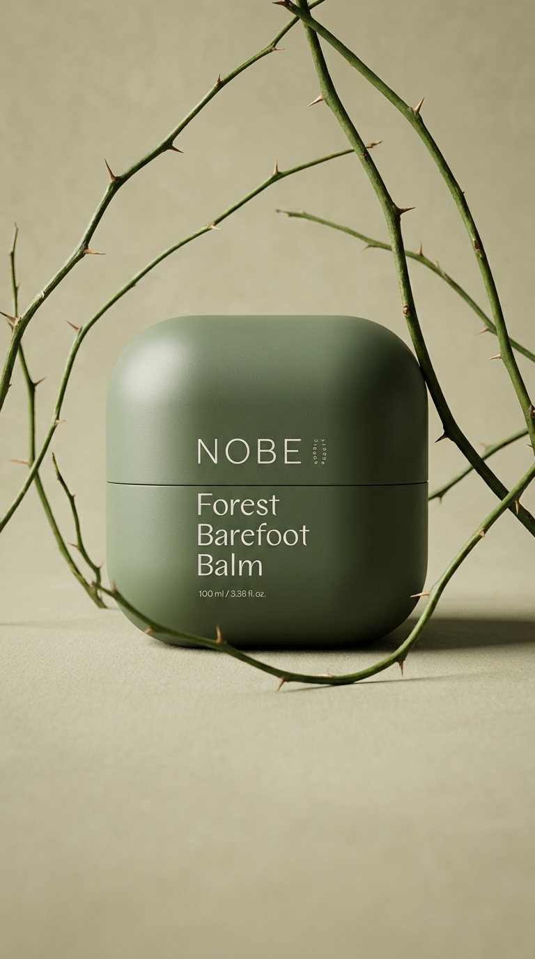NOBE Forest Barefoot Balm in a pine forest