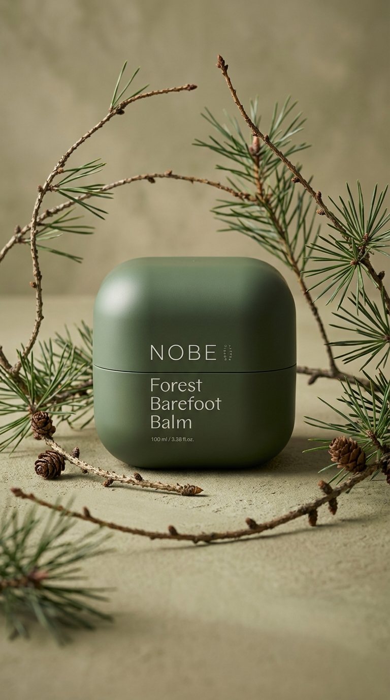 NOBE Forest Barefoot Balm on a mossy rock