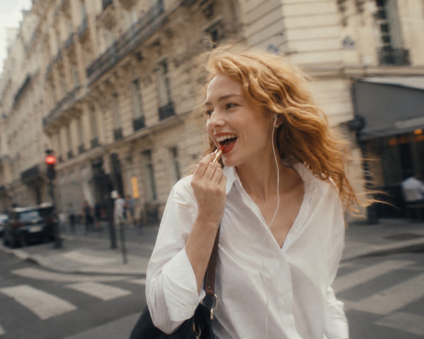 Candid lipstick moment
