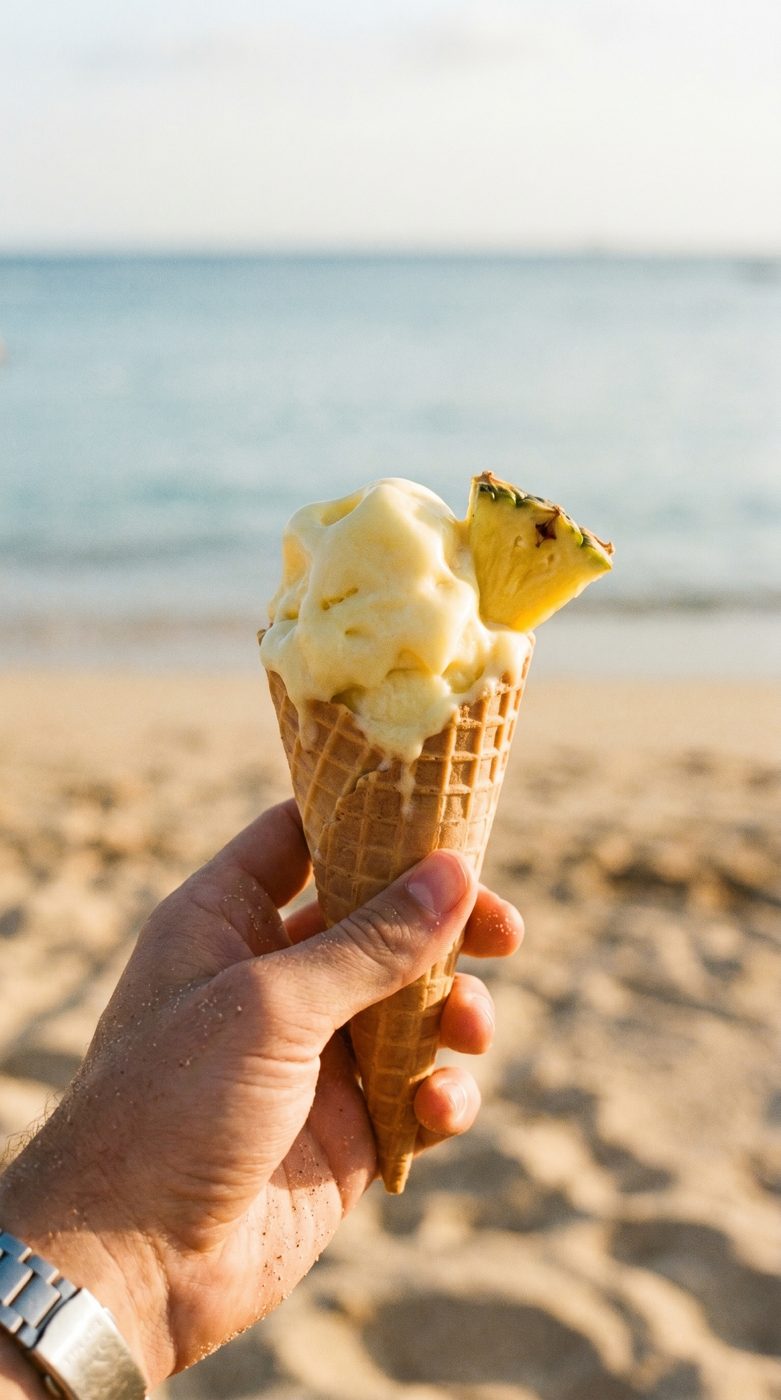 Pineapple ice cream at the beach